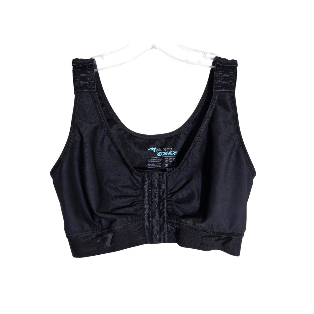Marena Recovery Shirred Front Recovery Bra Style 3840 Black EUC